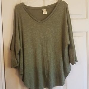 V-neck top with slits on sleeves